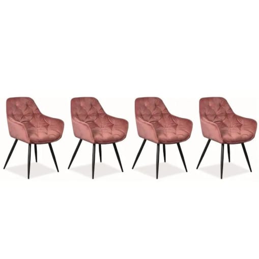 Zestaw krzeseł CHERRY VELVET 4 szt antyczny róż