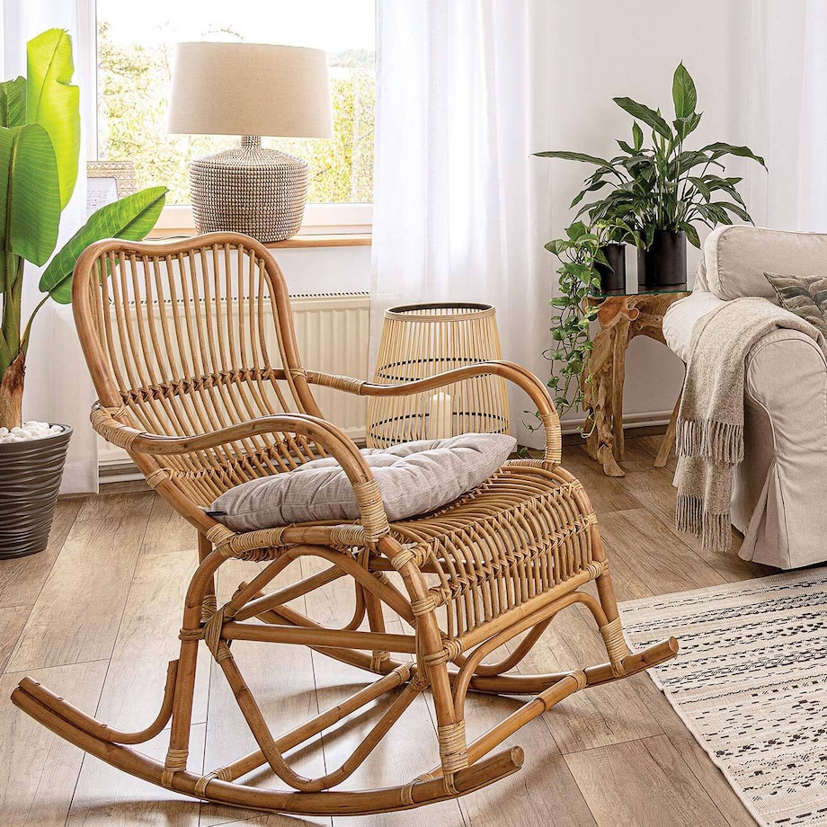 Fotel bujany rattanowy Leon naturalny, 68 x 105 x 86