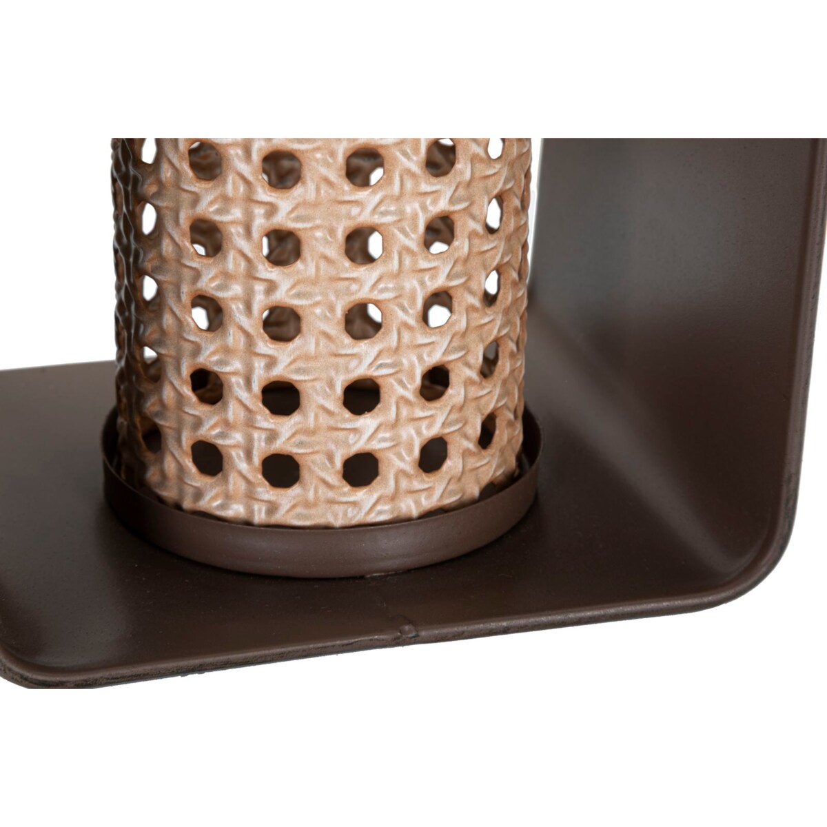 Świecznik dekoracyjny Rattan, 16 x 13 x 20 cm, świecznik na świecę, wielokolorowy, styl boho chic, Mauro Ferretti