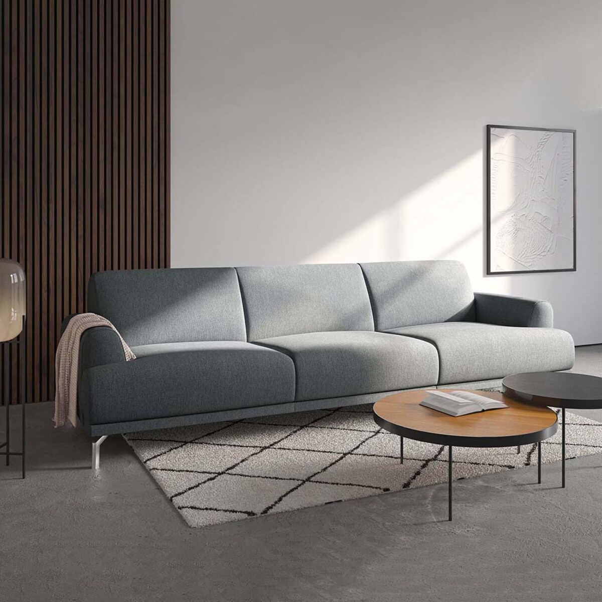 Sofa 3-osobowa Puzo - jasnoszara