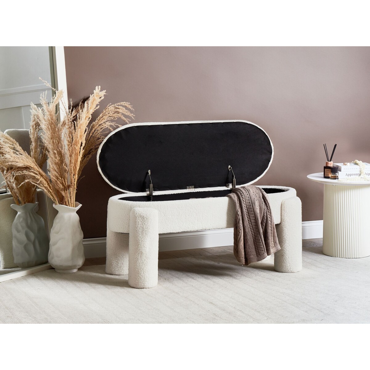 Ławka ze schowkiem OAKLEY Boucle Złamana biel