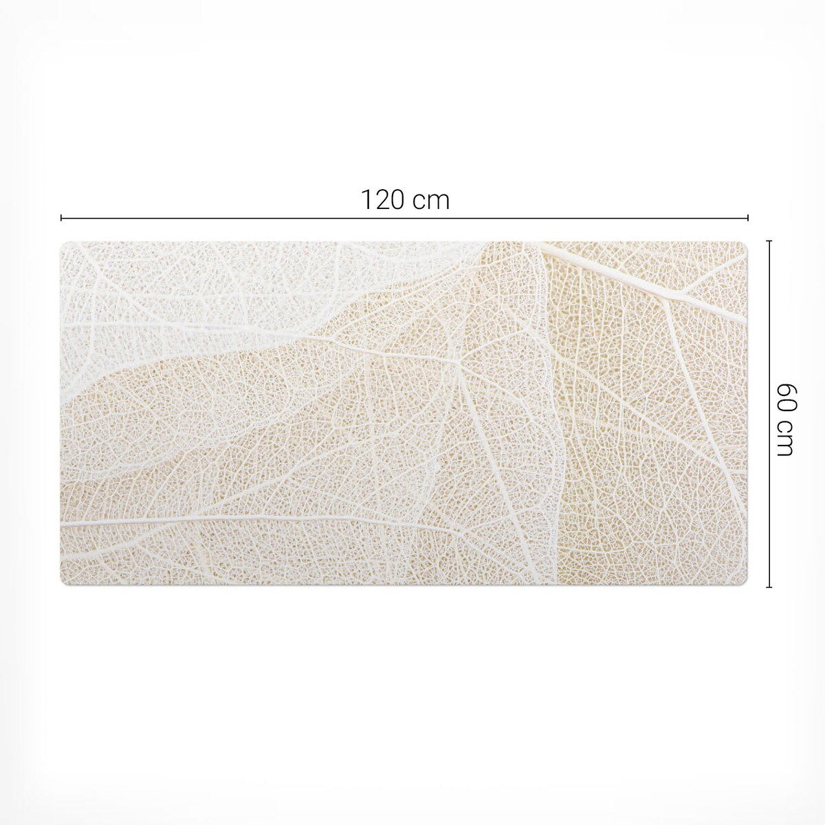 Beżowa mata na biurko Liść w delikatnym wzorze, 120x60 cm