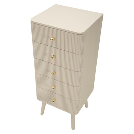 Komoda Shy Drawers, kolor biały i złoty, drewno sosnowe, płyta MDF i żelazo, 37,5 x 34 x 89 cm, Mauro Ferretti