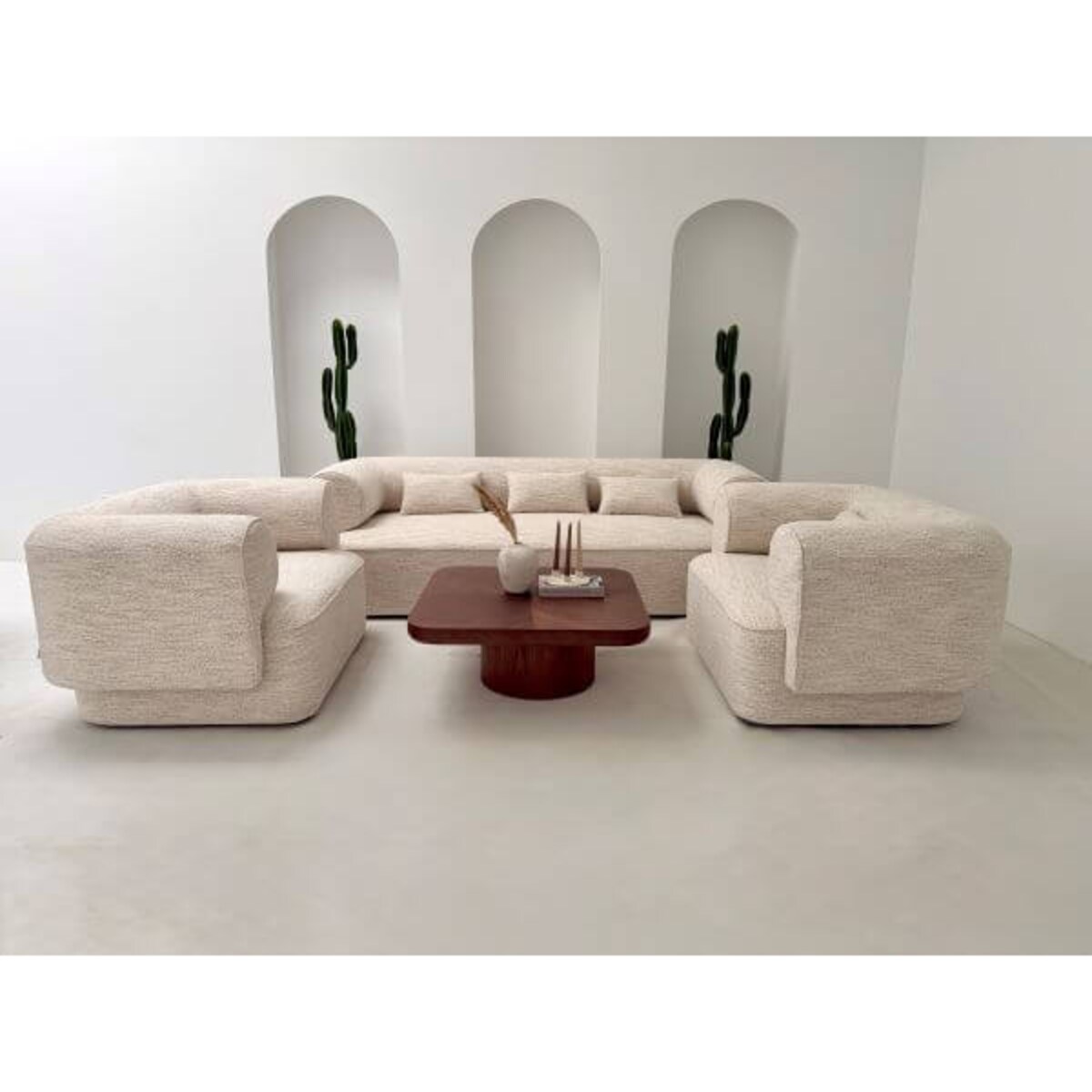 SOFA DWUOSOBOWA BELAGIO – KREMOWY MELANŻ Z BORDEM