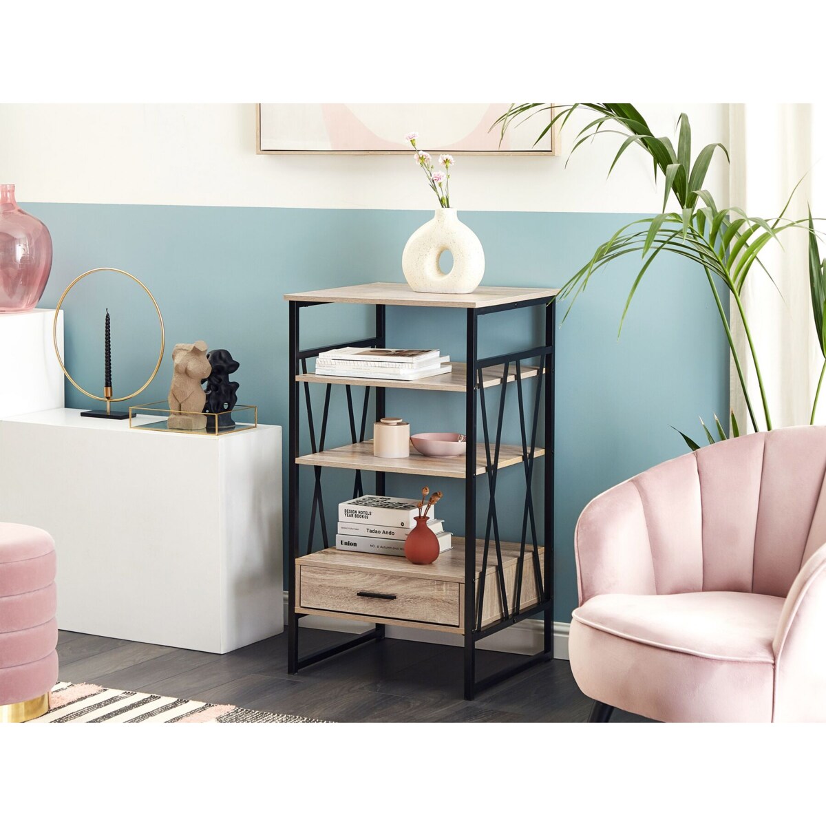 Regał 3 półki jasne drewno KEENE