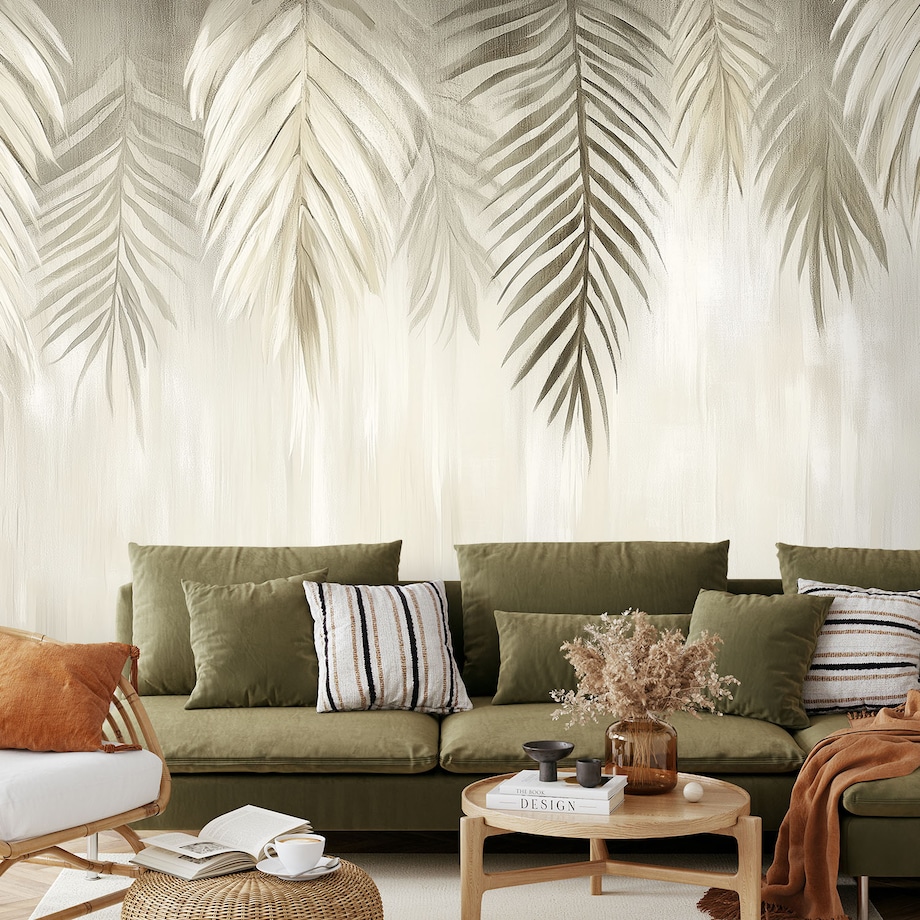 Fototapeta, Beżowe liście palmowe w stylu boho 400x280