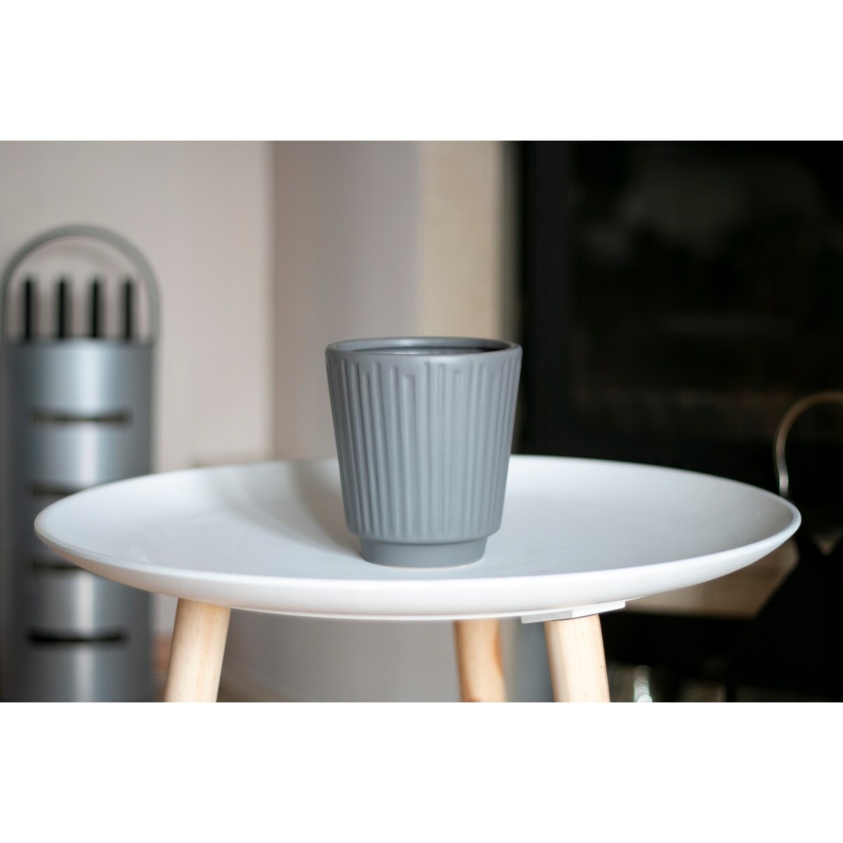 DONICA stojąca CERAMICZNA szara wys. 15cm