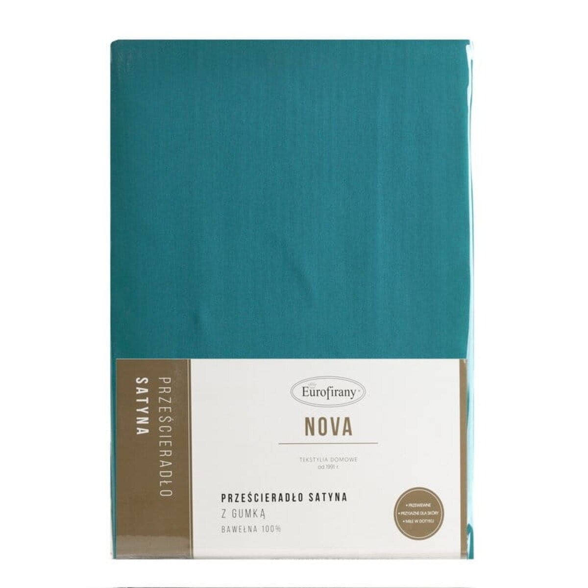 Tradycyjne Prześcieradło Satynowe z Gumką 180 x 200 x 30 Turkus Duże mocne