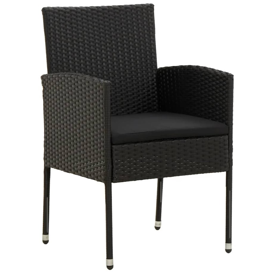 vidaXL 9-częściowy zestaw mebli ogrodowych, polirattan, czarny