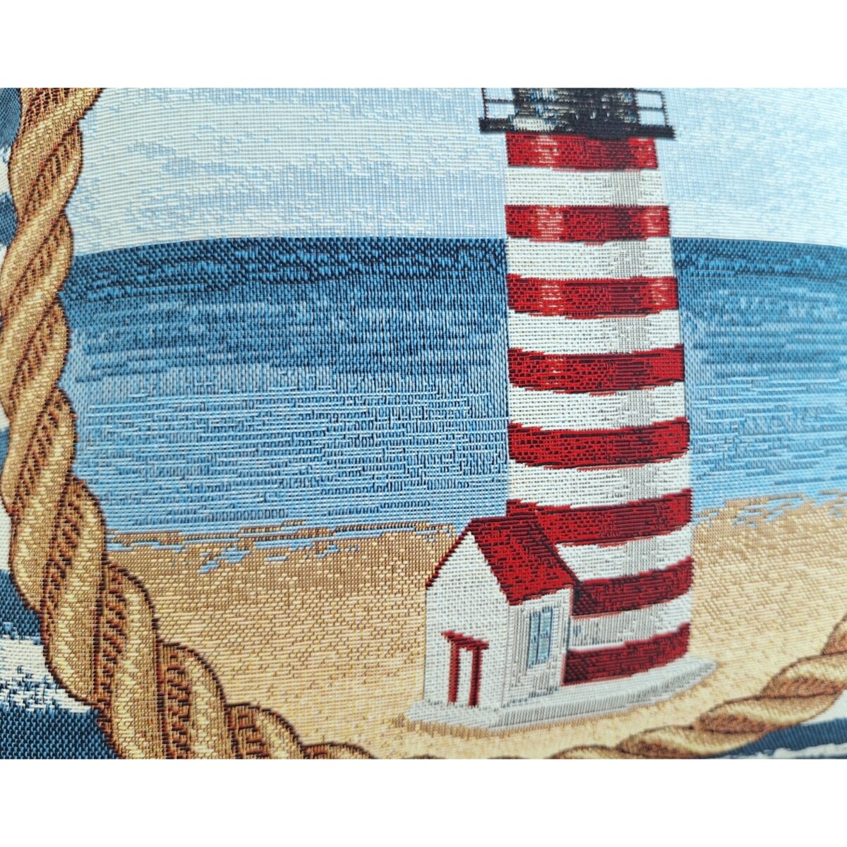 Poszewka Na Poduszkę Jasiek 45X45 Cm Żakardowa Dekoracyjna Ozobna Latarnia Morska