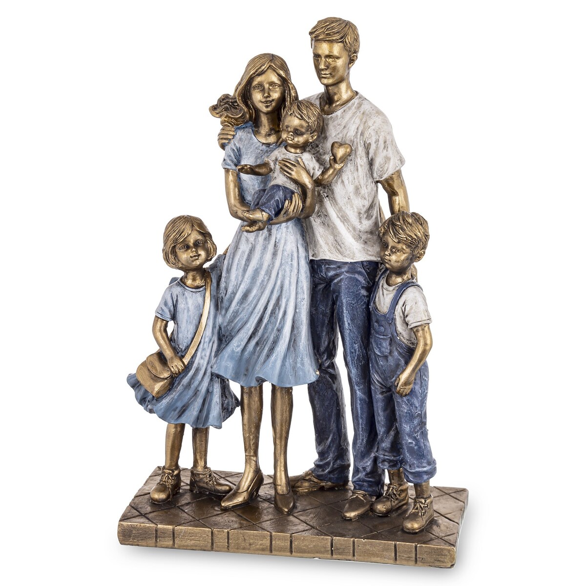 Dekoracja - Figurka młodzi rodzice 29x19x9 cm FAMILLE-2 z trójką dzieci