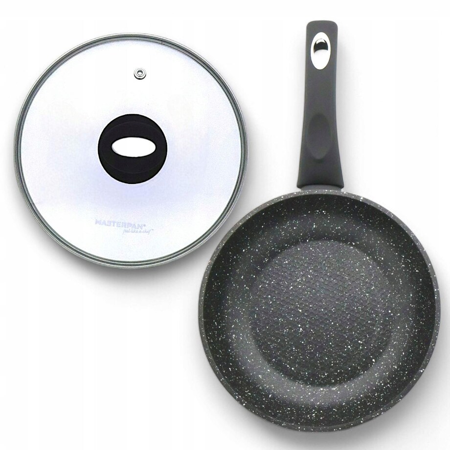 Patelnia Granitowa Pokrywka 26 Cm Plaster Miodu Indukcja Gaz 2.0L Wysoka 5.0