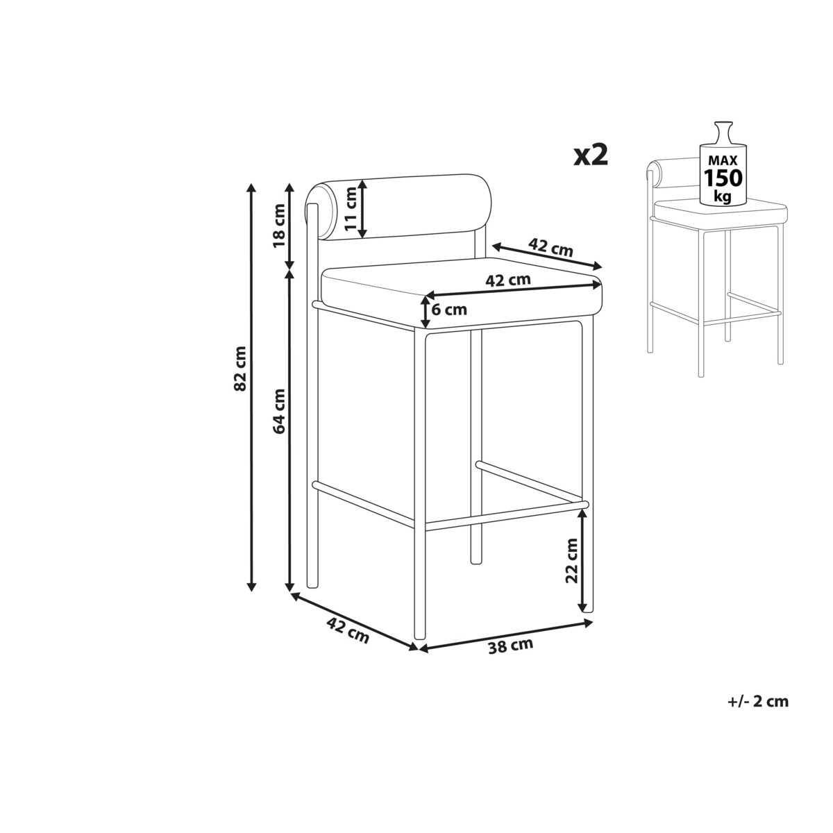 Zestaw 2 krzeseł barowych lazurowy AMAYA