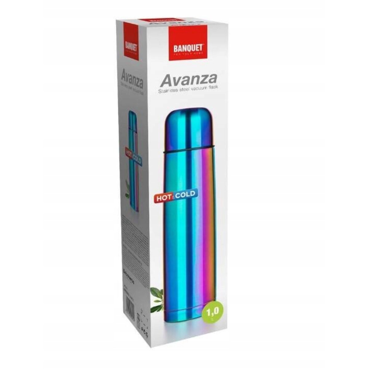 Termos na napoje herbatę Banquet 1L TĘCZOWY z kubkiem turystyczny pojemnik