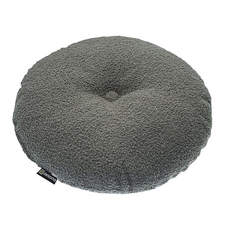 Poduszka okrągła z guzikiem, ciemno szara bukla, ⌀37 cm, Boucle Teddy
