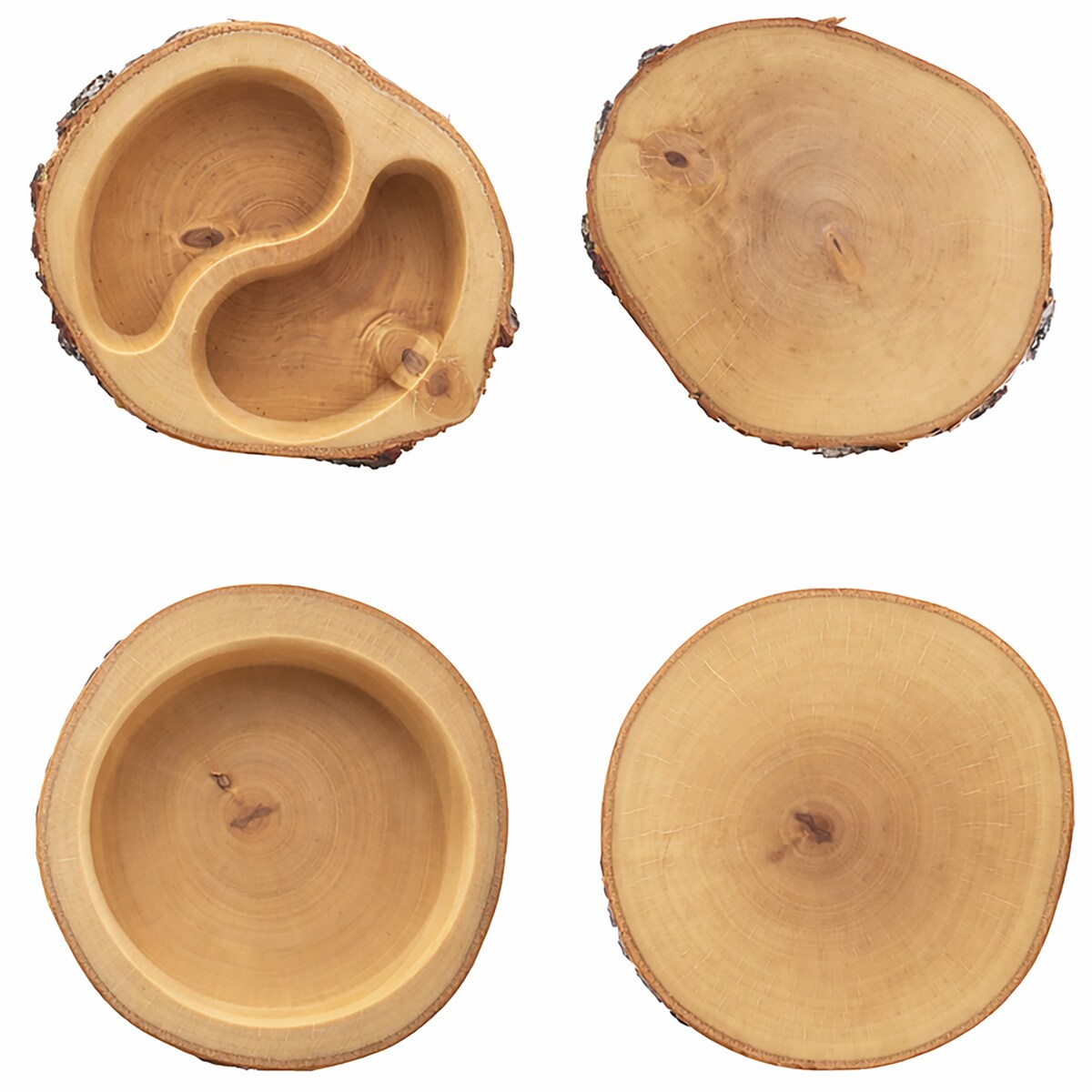 Miski Na Przekąski Drewniane Zestaw 2 Szt Lakierowane Naturalne Drewno