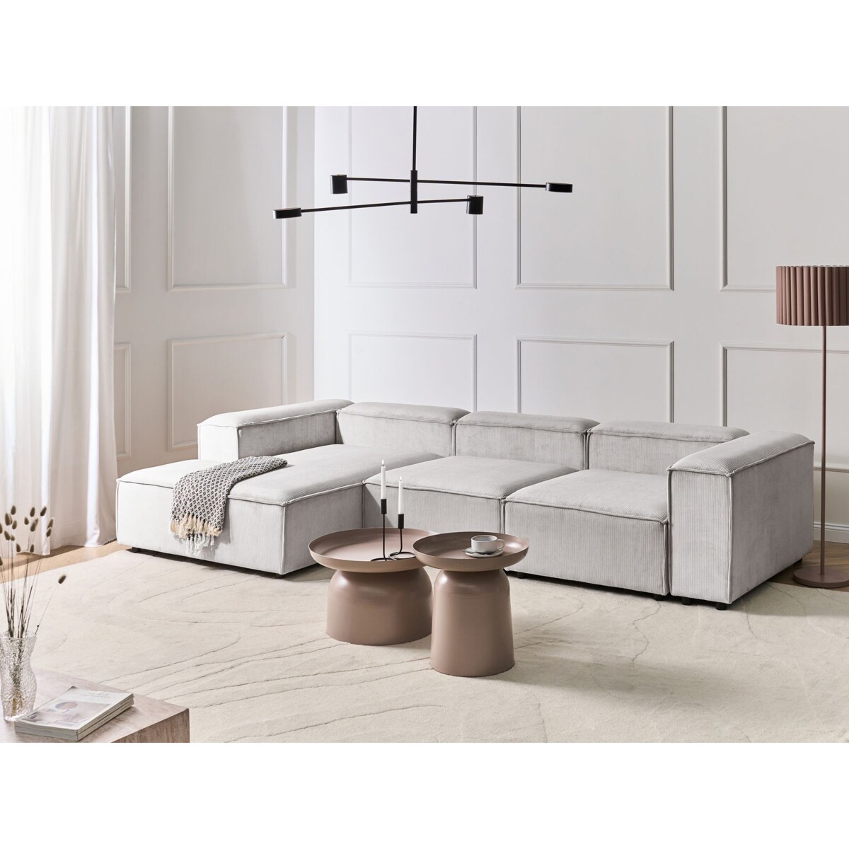 Narożnik modułowy dla 4 osób ARDAL Sztruks Złamana biel Prawostronny