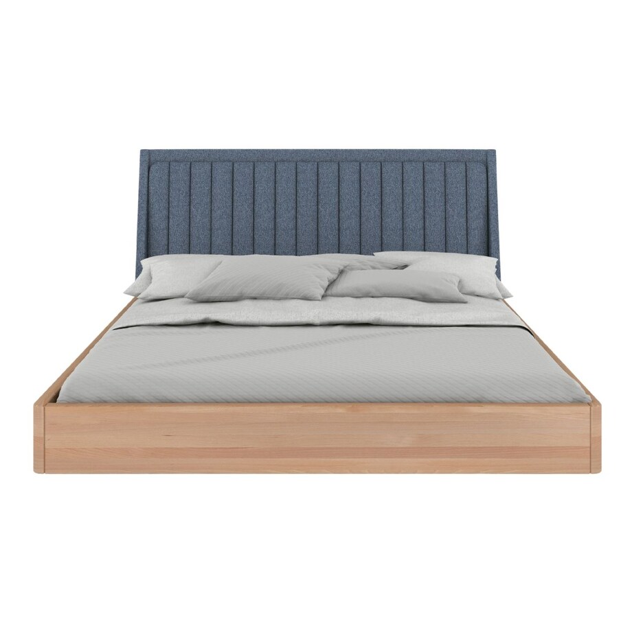 Łóżko lewitujące drewniane bukowe Visby ULF / 140x200 cm, kolor naturalny, zagłówek Solid 79