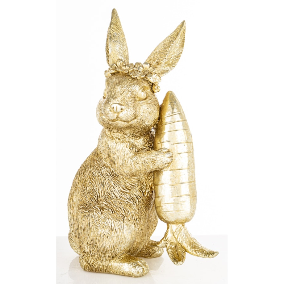 Figurka - złota króliczka z marchewką 21x14x8,5 cm KAROTO