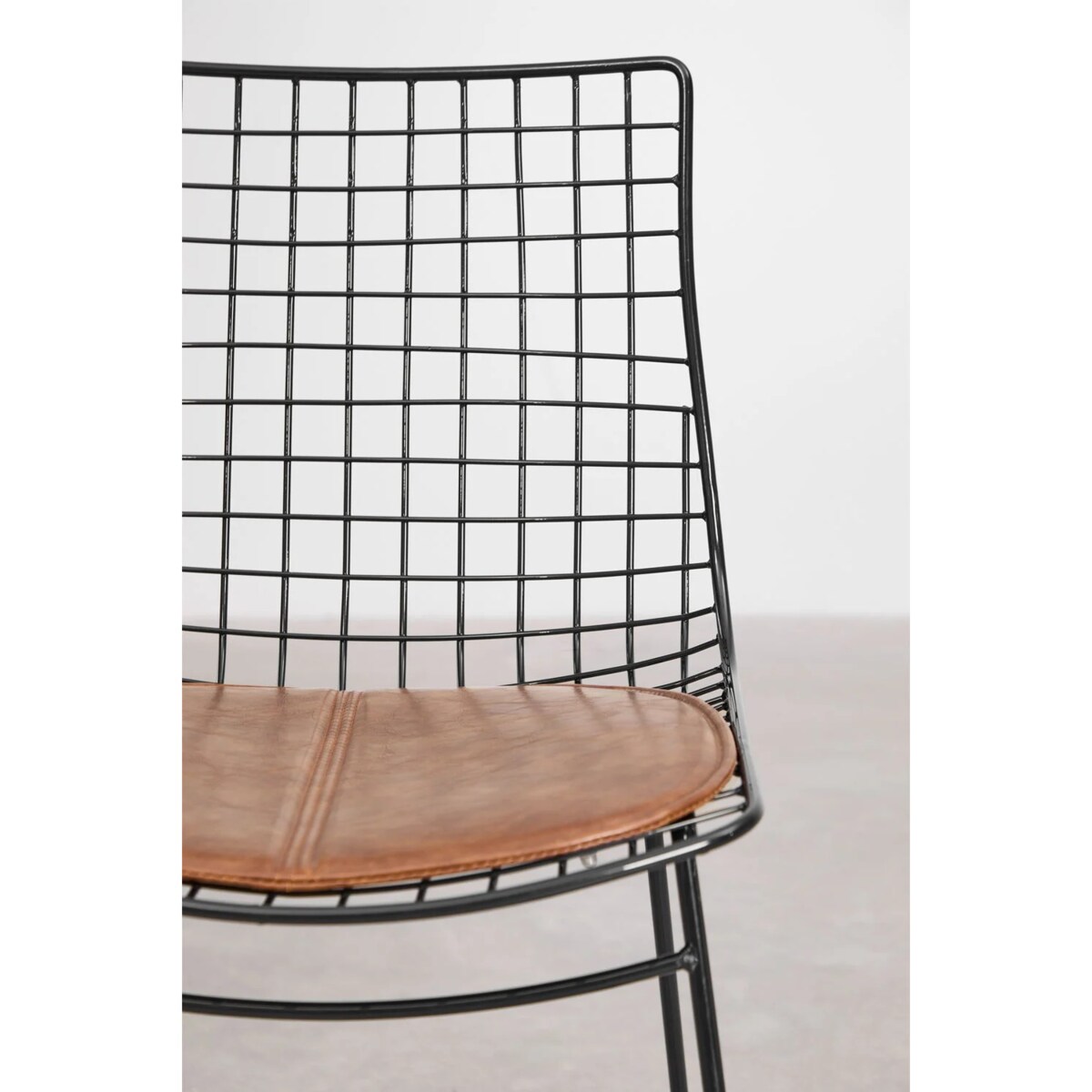 Krzesło metalowe, czarne z brązową poduszką Renee