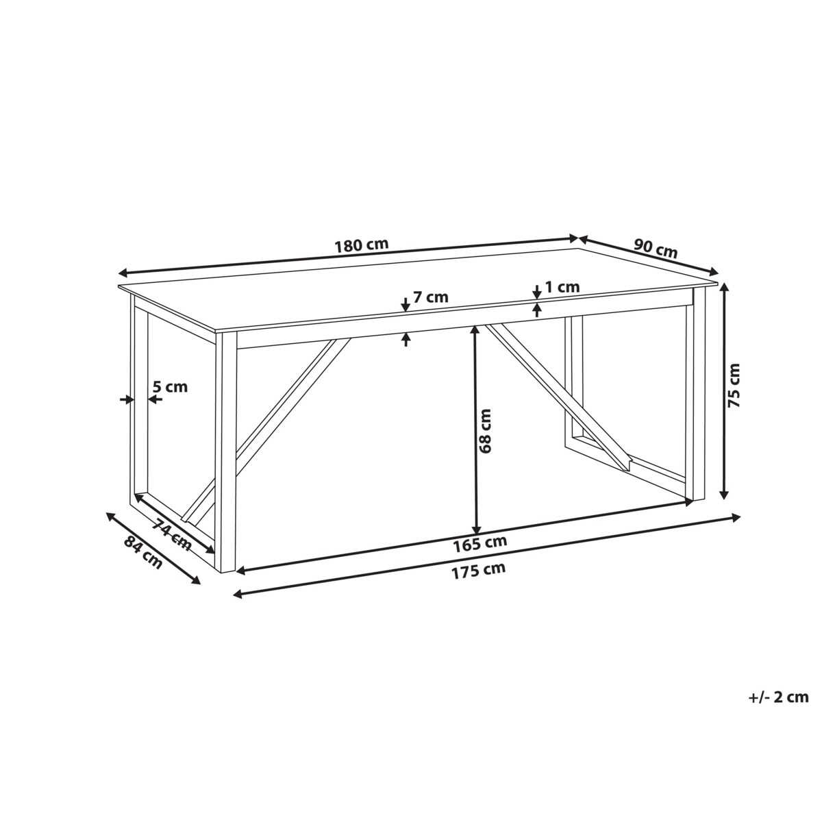 Stół ogrodowy NOTTERI 90 cm 180 cm Beton Szary