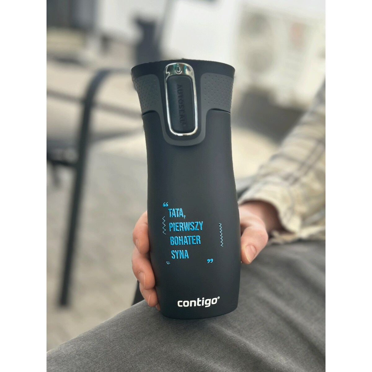 Kubek termiczny Contigo West Loop 2.0 470 ml - Pierwszy bohater syna - Czarny Mat