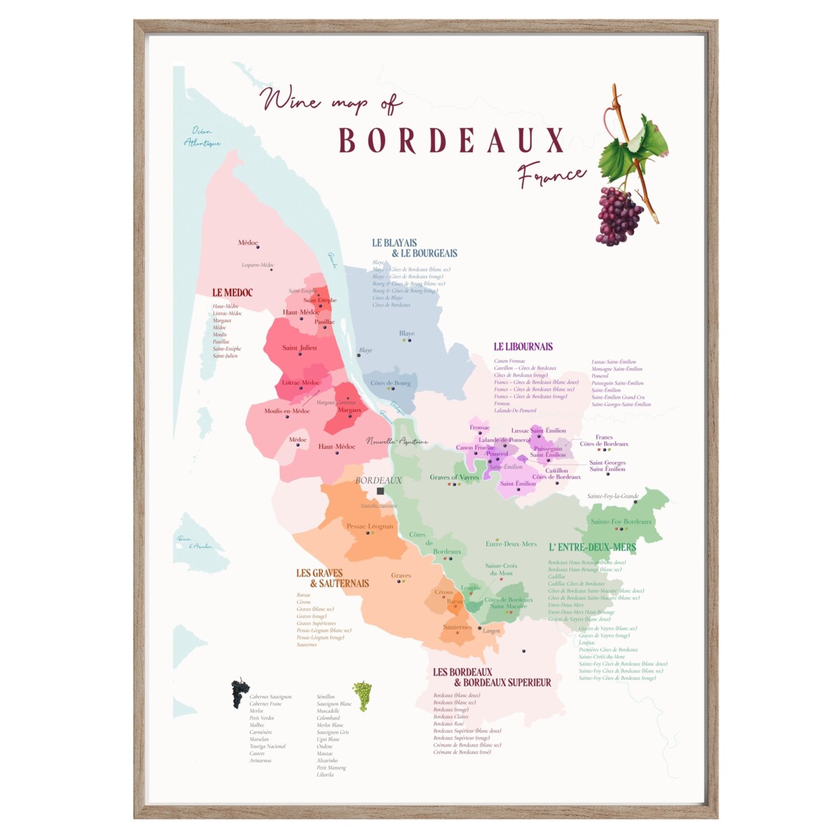 plakat BORDEAUX FRANCJA region winiarski 40x50cm