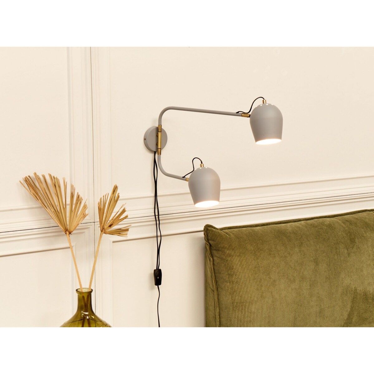 Lampa ścienna 2-punktowa metalowa jasnoszara ESTRELLA