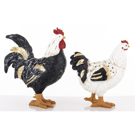 Dekoracja - kolorowa KOGUT i KURA 26x20x10,5 i 22x20x10 cm PLOMFEE big