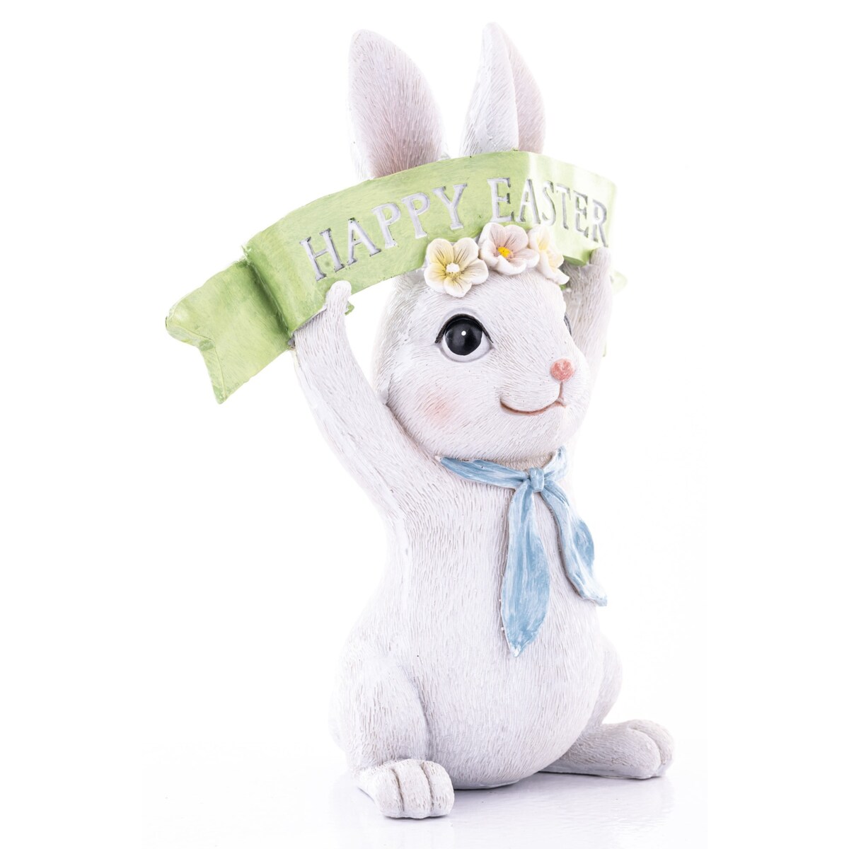 Dekoracja - królik BUNNY z szarfą z napisem 21x18x9 cm