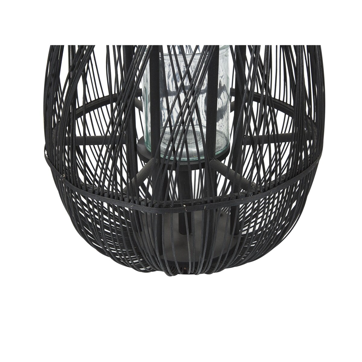 Lampion drewniany 77 cm czarny TONGA