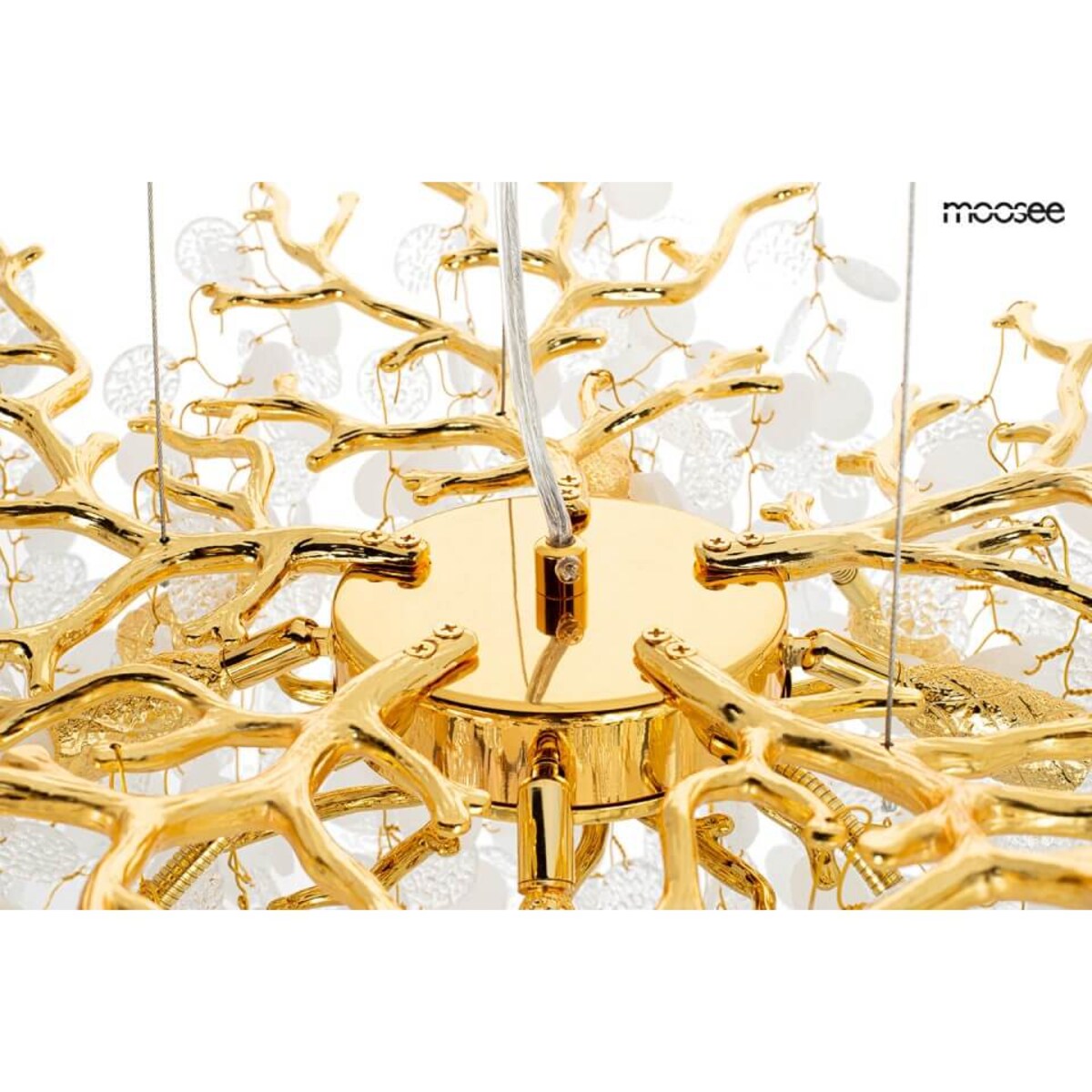 Designerska lampa wisząca Riviera MSE010100391 Moosee glamour kryształowa złota biała