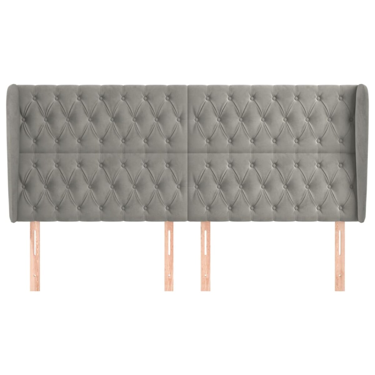 vidaXL Zagłówek uszak, jasnoszary, 203x23x118/128 cm, aksamit