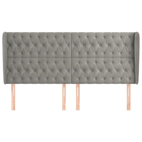 vidaXL Zagłówek uszak, jasnoszary, 203x23x118/128 cm, aksamit