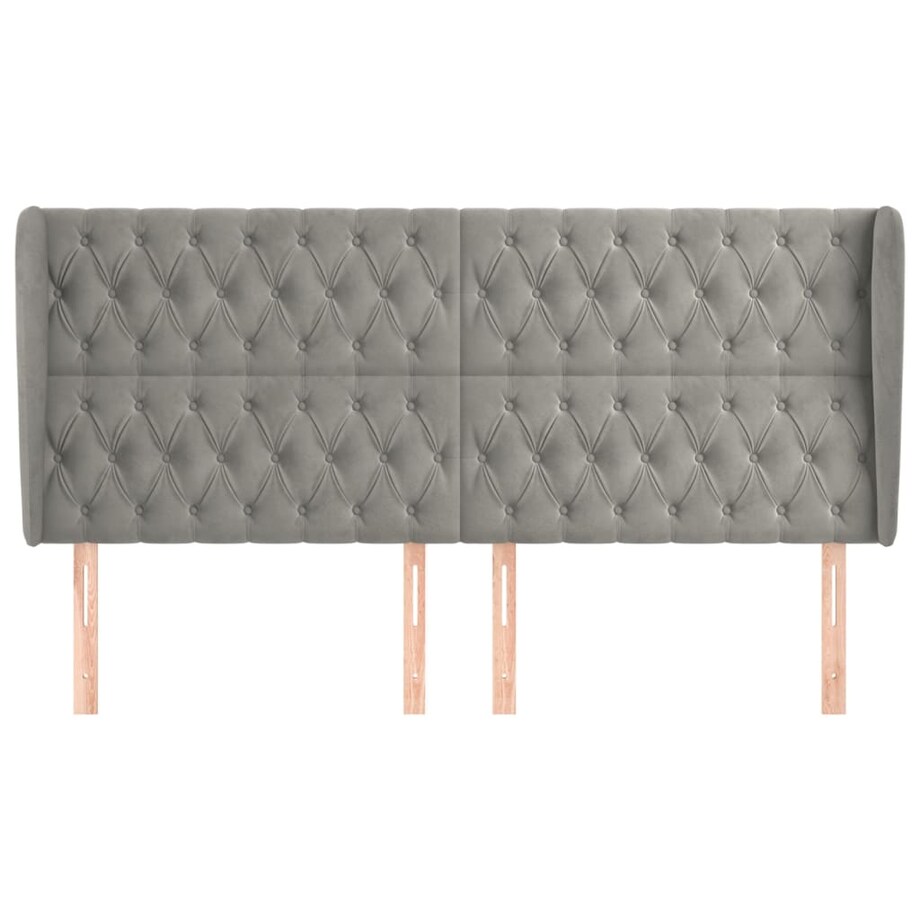 vidaXL Zagłówek uszak, jasnoszary, 203x23x118/128 cm, aksamit