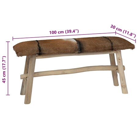 vidaXL Ławka z koziej skóry tekowej