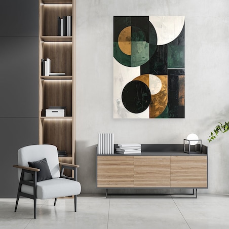 Obraz do salonu sypialni biura, Abstrakcja kształty koła zielony