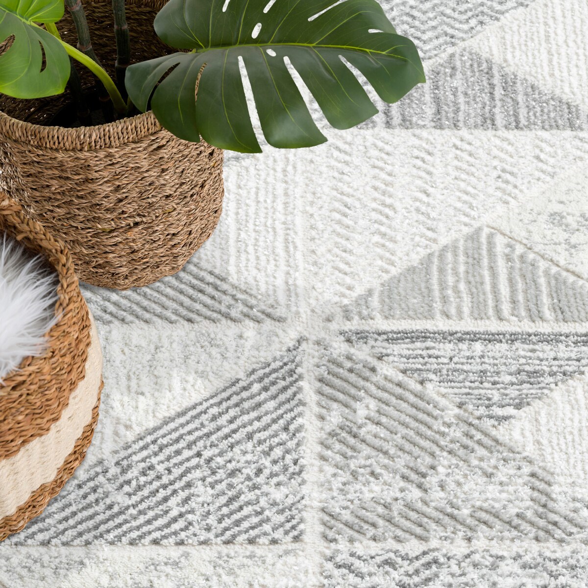 Dywan strukturalny geometryczny Antique 2310 Szary 80x300