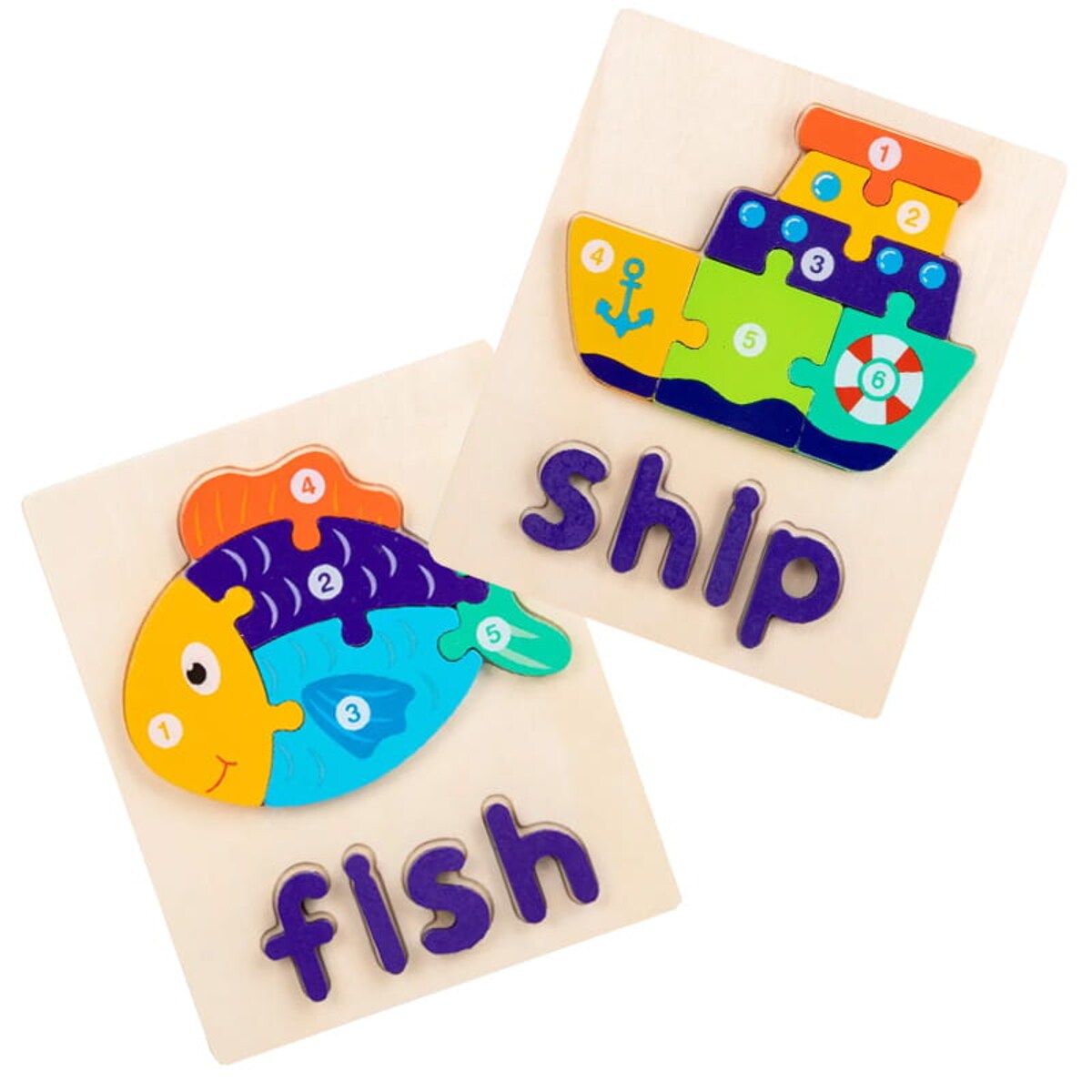 Puzzle drewniane - Ryba i Statek - Fish & Ship