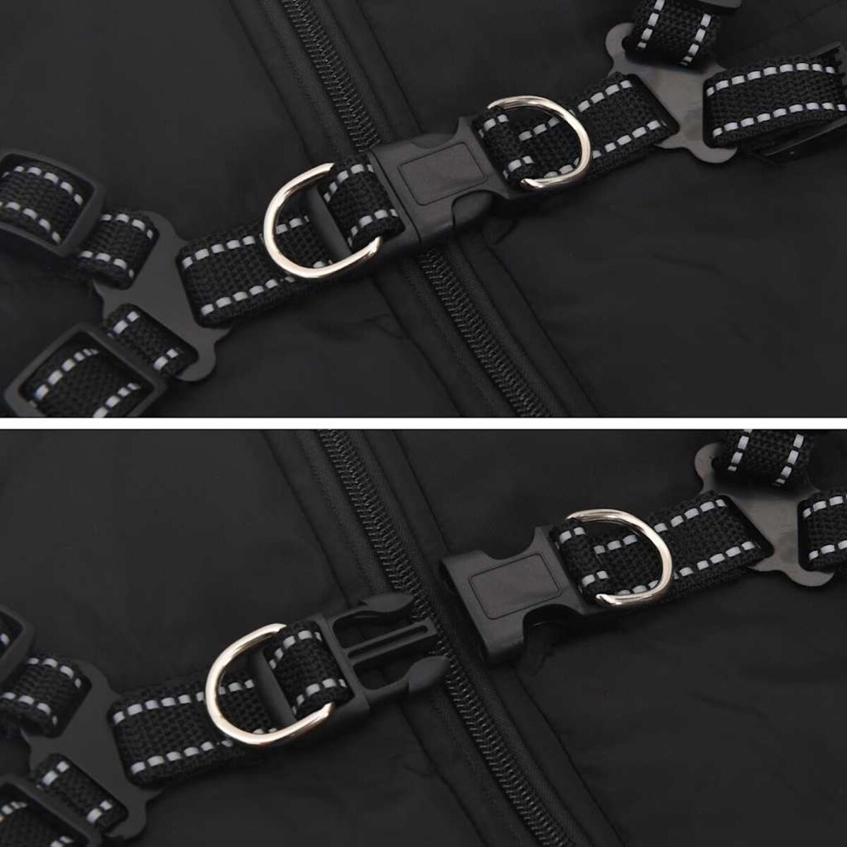 vidaXL Płaszcz dla psa z szelkami, wodoodporny, czarny, L52