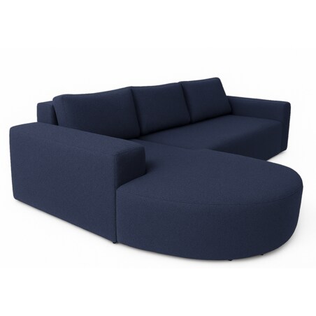 Narożnik Vello z funkcją spania do salonu, lewostronny- boucle- granatowy