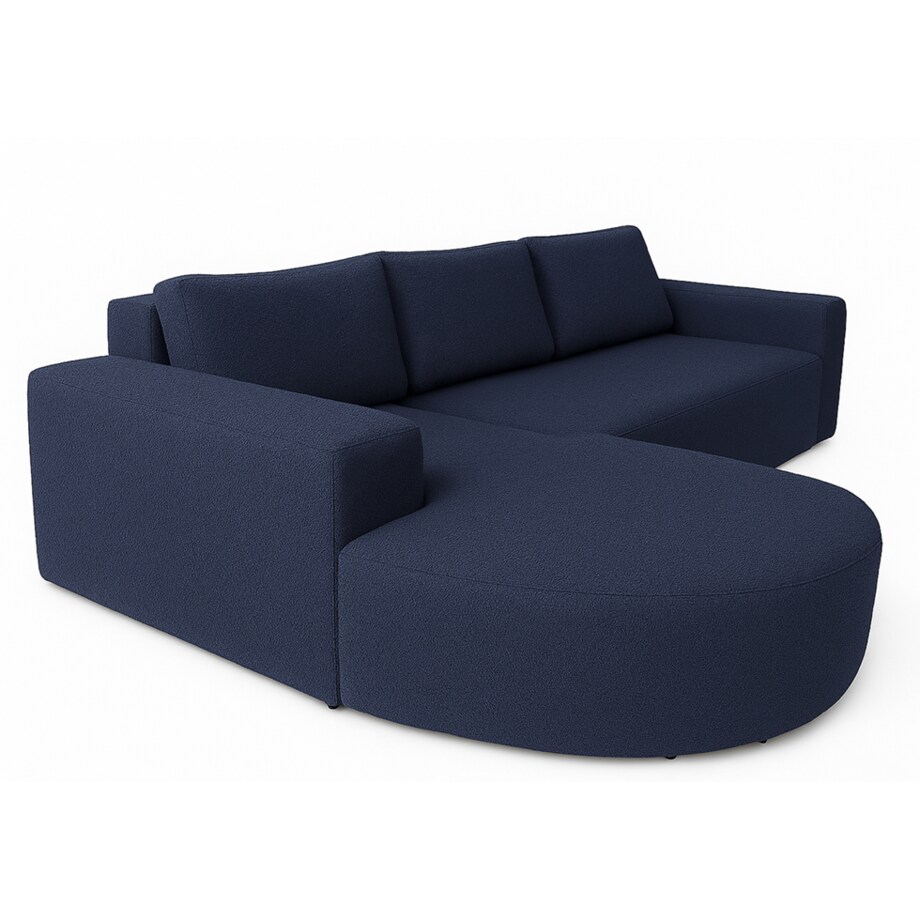 Narożnik Vello z funkcją spania do salonu, lewostronny- boucle- granatowy