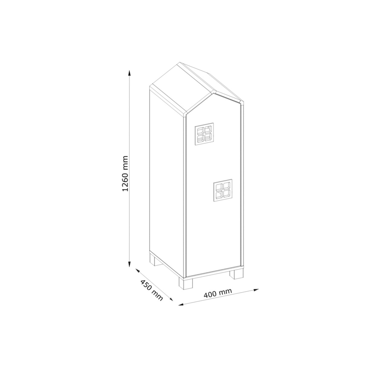 KONSIMO MIRUM Szara szafa w kształcie domku dla chłopca