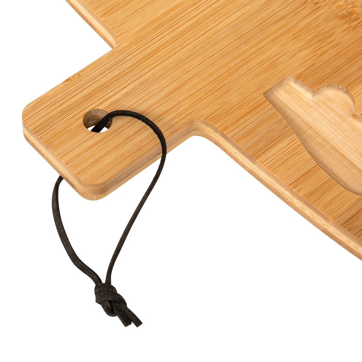 Bambusowa deska w kształcie choinki, z nożem do sera