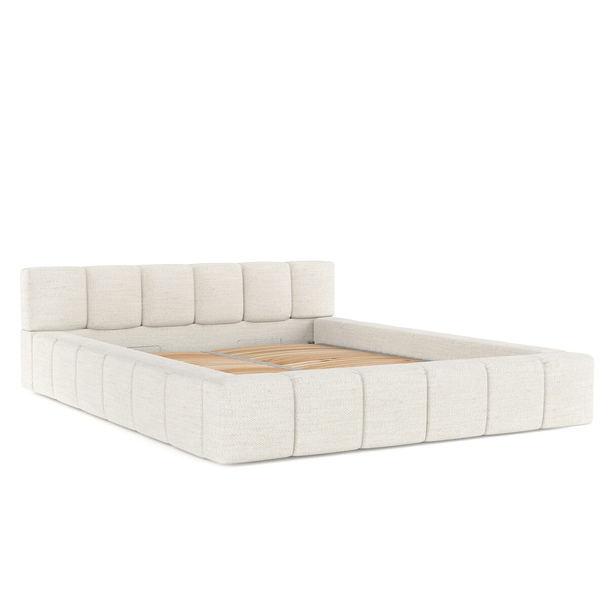 Łóżko tapicerowane MILOS 180x200 z pojemnikiem, Kremowy, tkanina Modesto 492