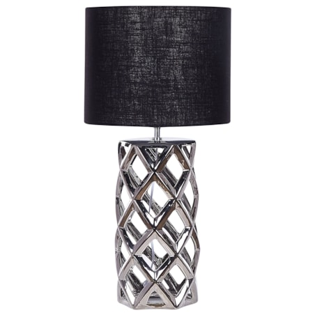 Lampa stołowa ceramiczna srebrna SELJA