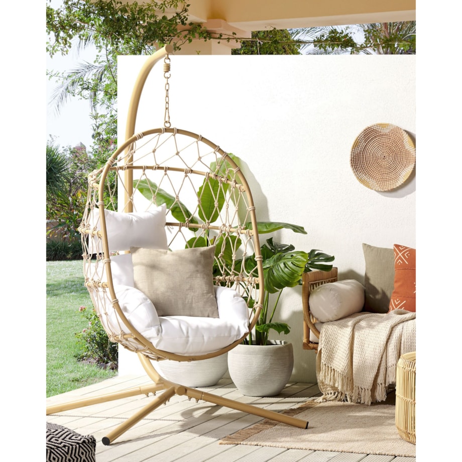 Fotel wiszący ze stojakiem beżowe ADRIA