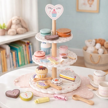 Drewniana patera ze słodyczami Cakeo - cukiernia babeczki ciastka ZESTAW