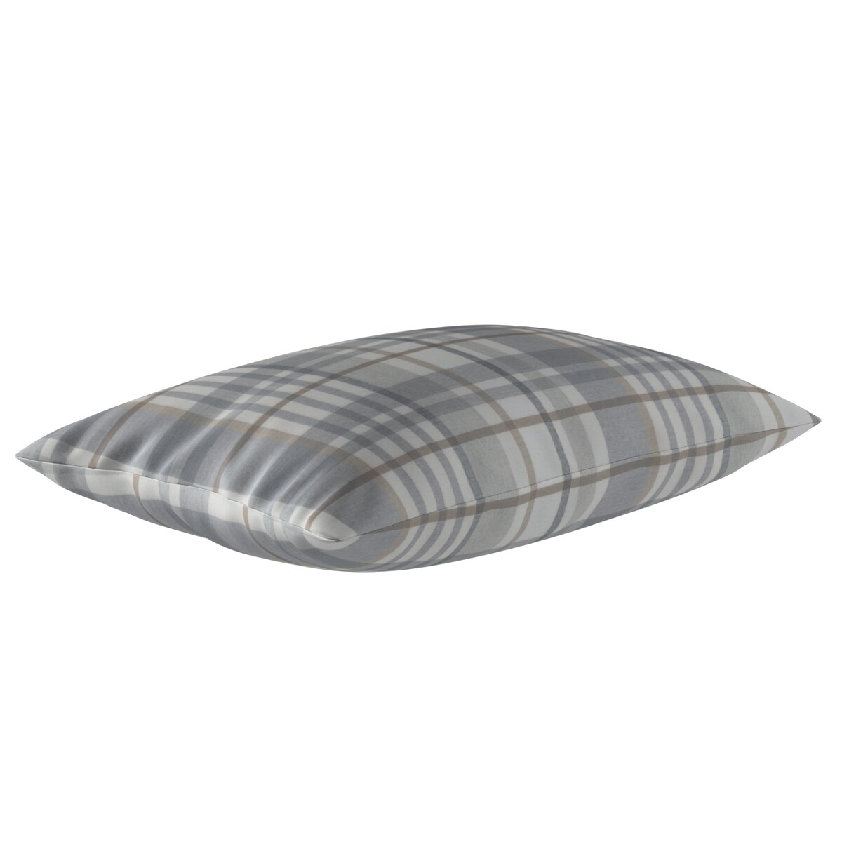 Poszewka Kinga na poduszkę prostokątną 47x28 kratka beżowo-szary melanż