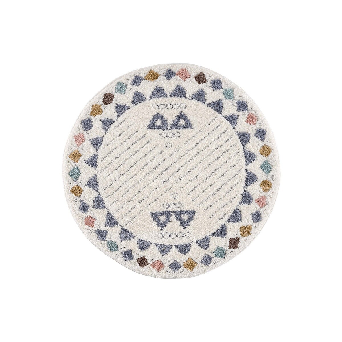 Dywan okrągły z efektem high low boho ramka Focera 30340 Wielokolorowy 200x200